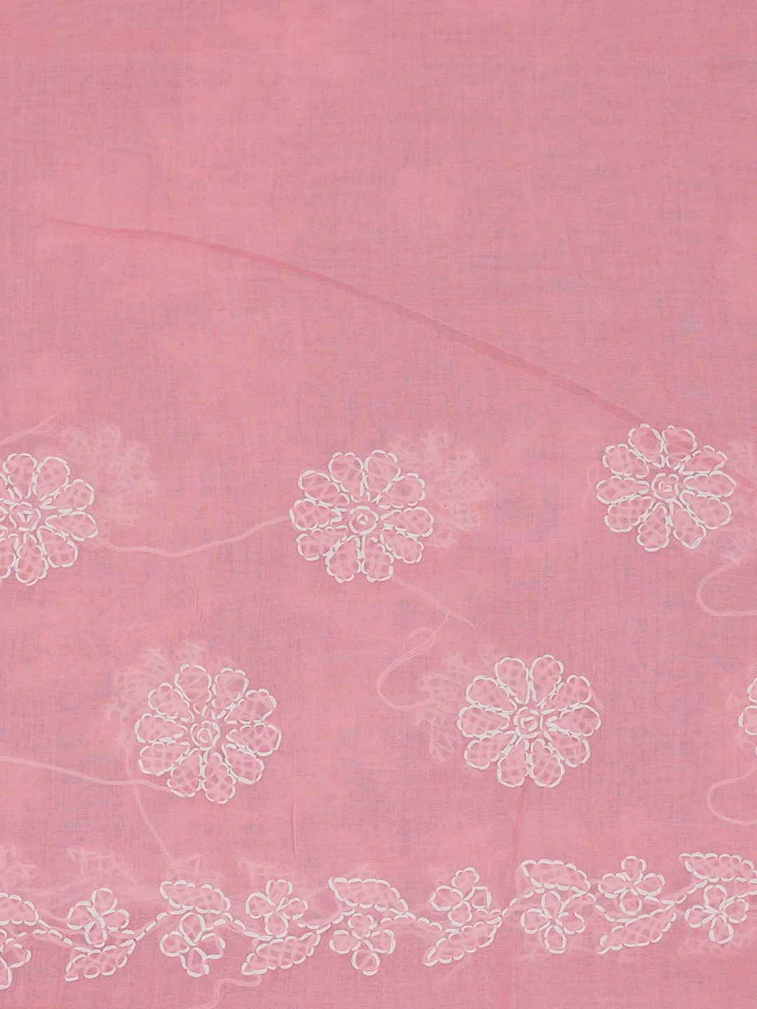 Ada Hand Embroidered Pink Cotton Lucknowi Chikankari Saree and Blouse 01A404748