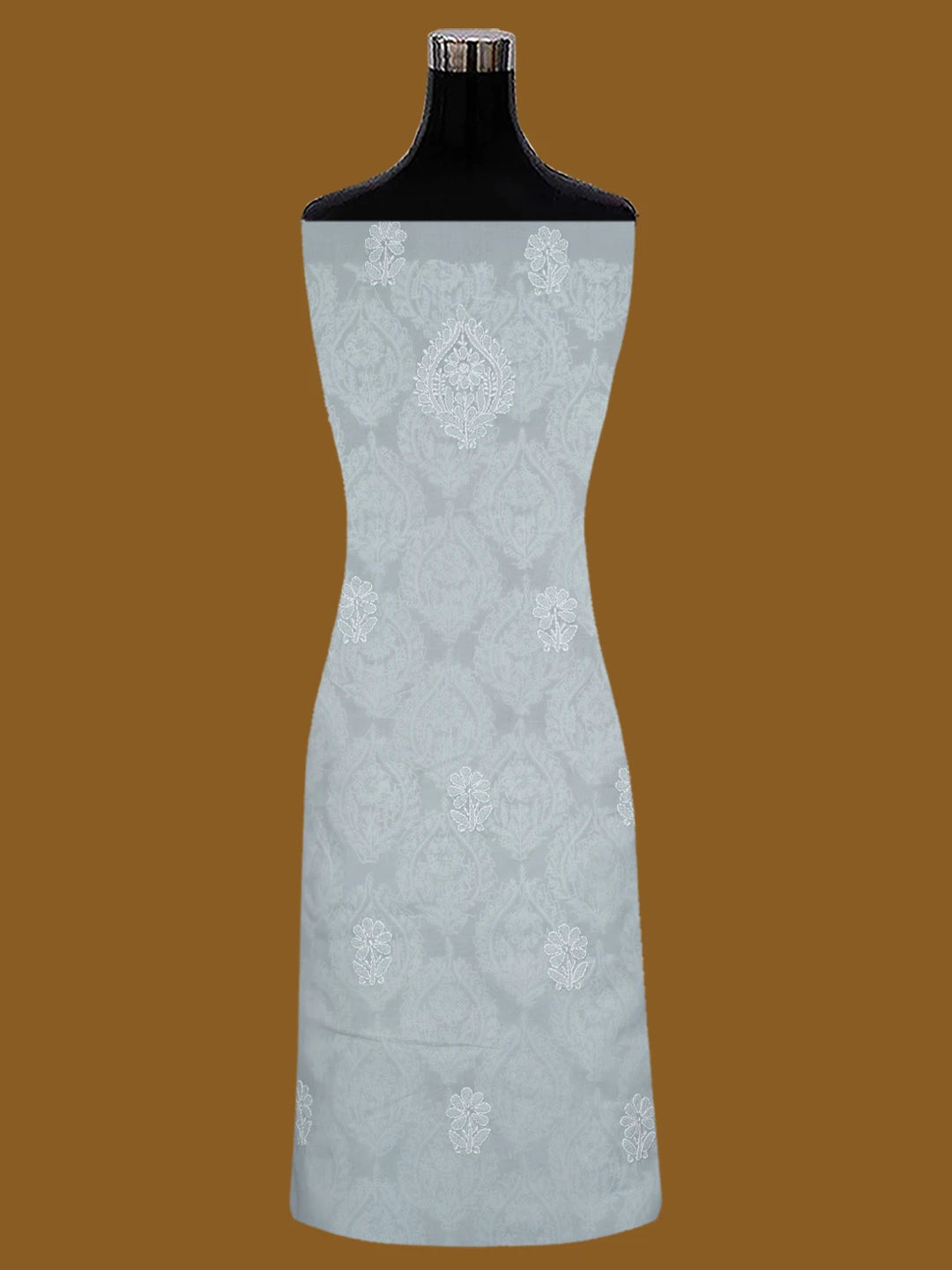 Ada Hand Embroidered Grey Cotton Lucknowi Chikankari Unstitched Suit Piece 01A688475