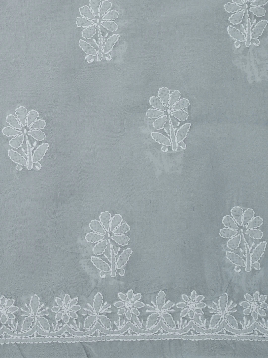 Ada Hand Embroidered Grey Cotton Lucknowi Chikankari Unstitched Suit Piece 01A688475
