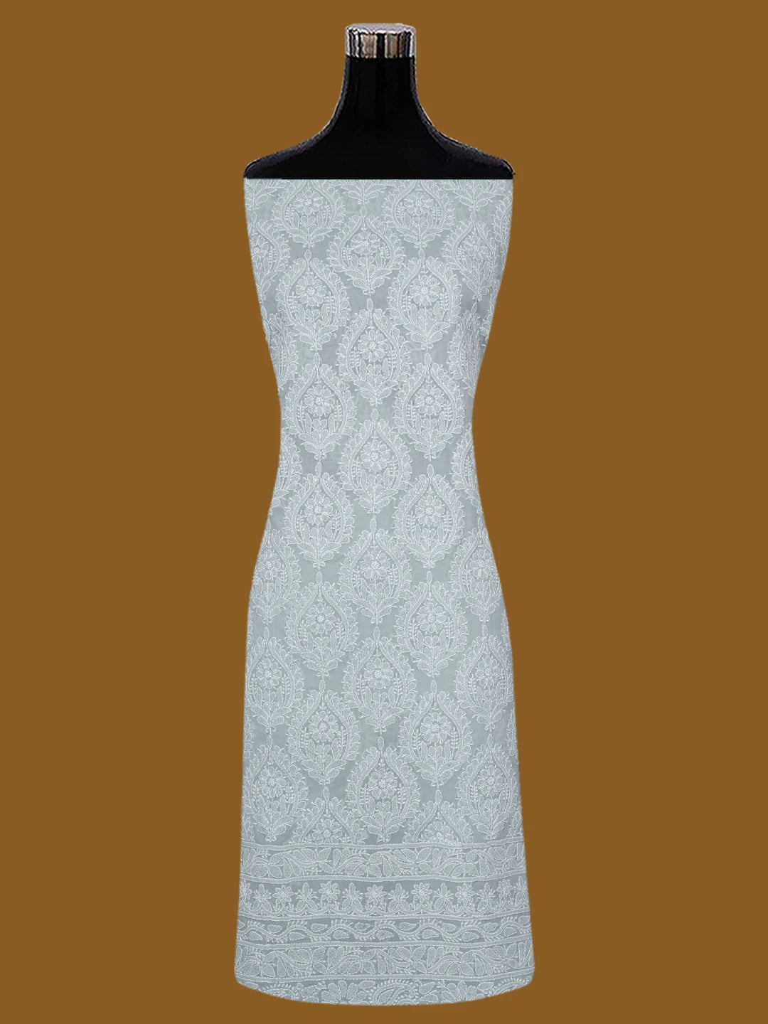 Ada Hand Embroidered Grey Cotton Lucknowi Chikankari Unstitched Suit Piece 01A688475