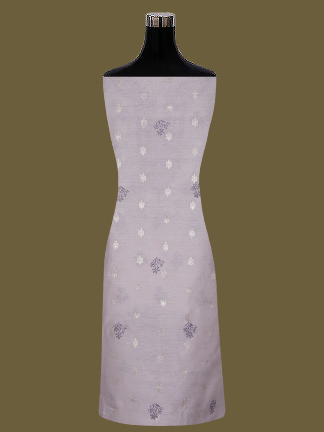 Ada Hand Embroidered Mauve Chanderi Lucknowi Chikankari Unstitched Kurta Dupatta Set 01A687425