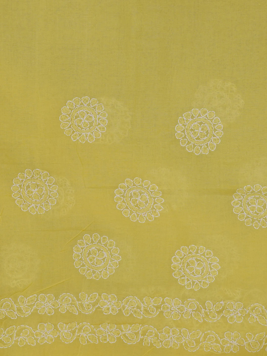 Ada Hand Embroidered Yellow Cotton Lucknowi Chikankari Saree and Blouse 01A599552