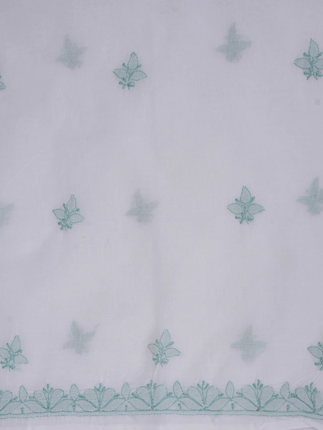 Ada Hand Embroidered White Cotton Lucknowi Chikankari Unstitched Suit Piece 01A688421