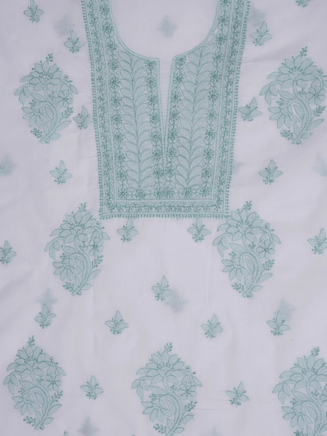 Ada Hand Embroidered White Cotton Lucknowi Chikankari Unstitched Suit Piece 01A688421