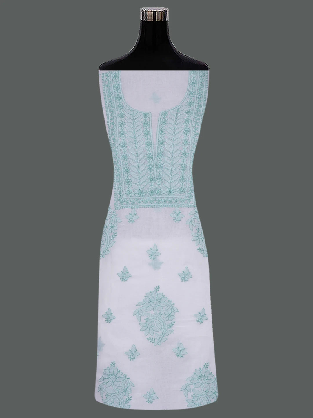 Ada Hand Embroidered White Cotton Lucknowi Chikankari Unstitched Suit Piece 01A688421
