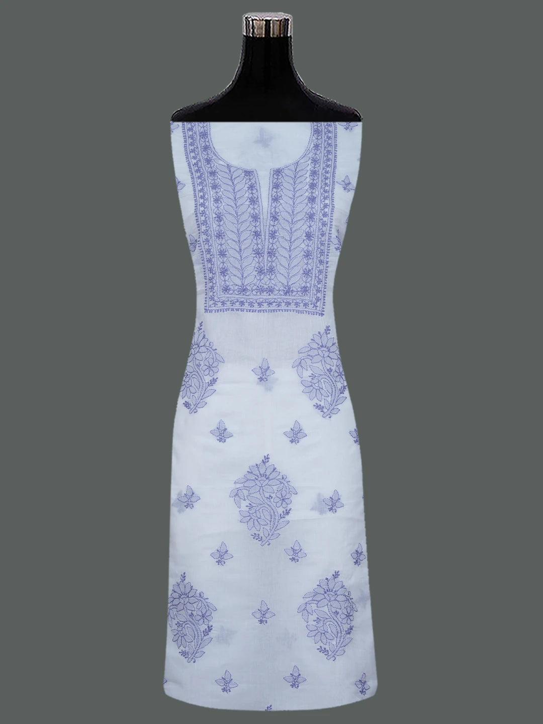 Ada Hand Embroidered White Cotton Lucknowi Chikankari Unstitched Suit Piece 01A688429