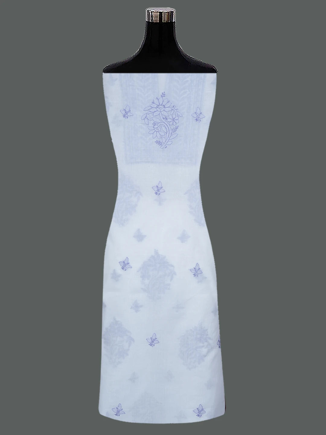 Ada Hand Embroidered White Cotton Lucknowi Chikankari Unstitched Suit Piece 01A688429