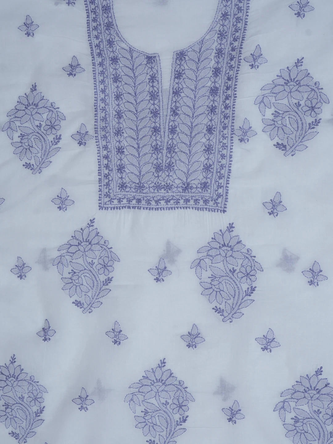 Ada Hand Embroidered White Cotton Lucknowi Chikankari Unstitched Suit Piece 01A688429