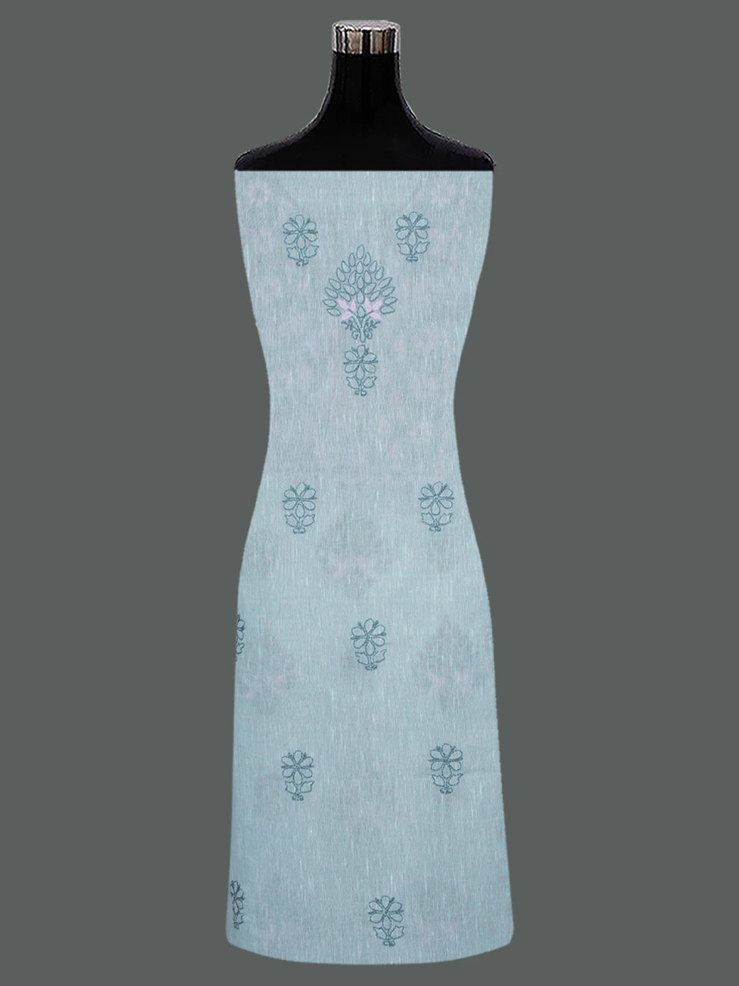 Ada Hand Embroidered Grey Linen Lucknowi Chikankari Unstitched Suit Piece 01A688437
