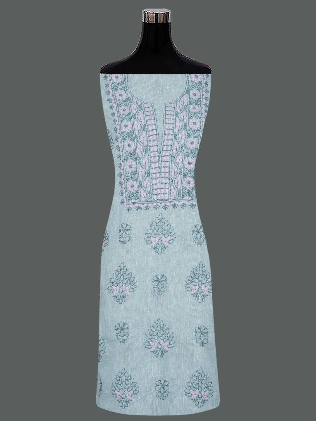 Ada Hand Embroidered Grey Linen Lucknowi Chikankari Unstitched Suit Piece 01A688437