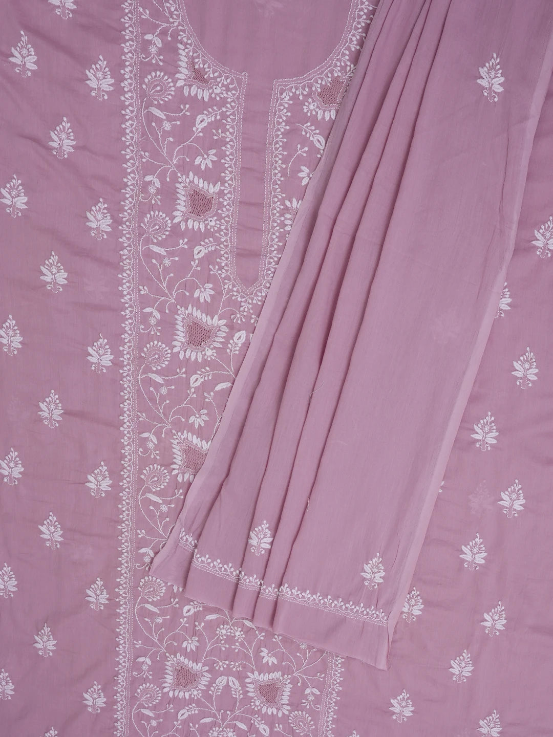 Ada Hand Embroidered Mauve Cotton Lucknowi Chikankari Unstitched Suit Piece 01A687369