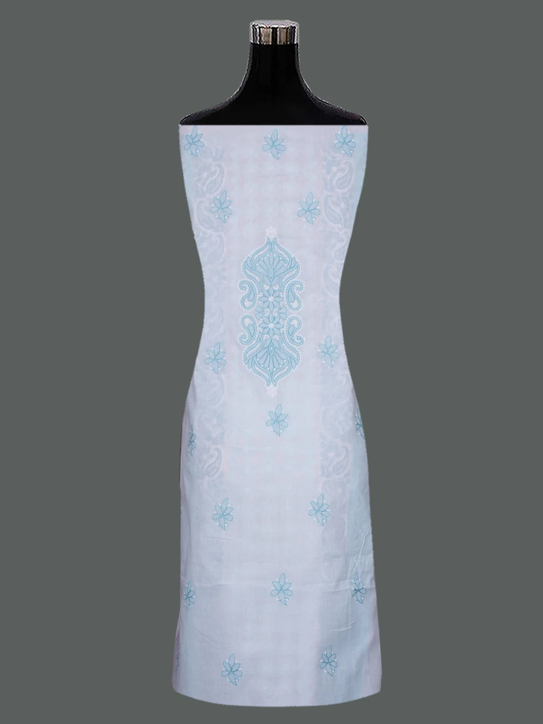 Ada Hand Embroidered White Cotton Lucknowi Chikankari Unstitched Suit Piece 01A679704