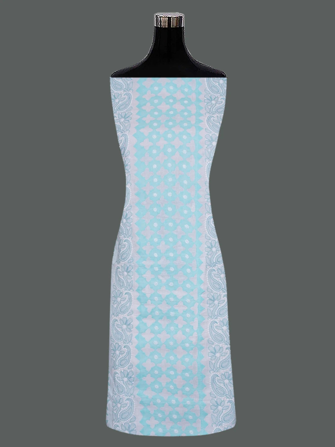 Ada Hand Embroidered White Cotton Lucknowi Chikankari Unstitched Suit Piece 01A679704