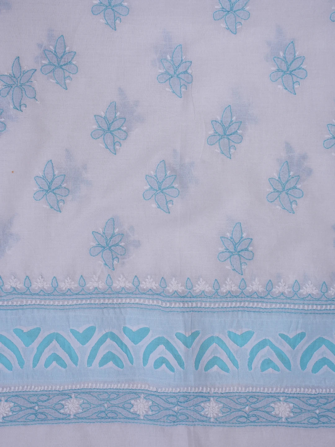 Ada Hand Embroidered White Cotton Lucknowi Chikankari Unstitched Suit Piece 01A679704