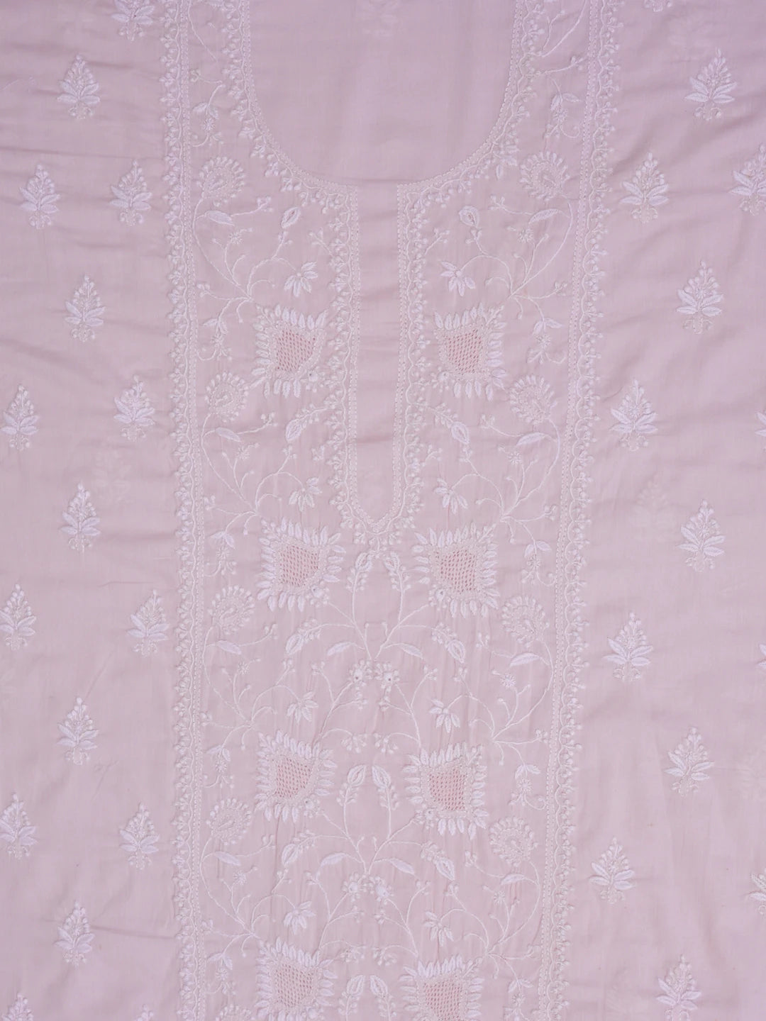 Ada Hand Embroidered Pink Cotton Lucknowi Chikankari Unstitched Suit Piece 01A687371