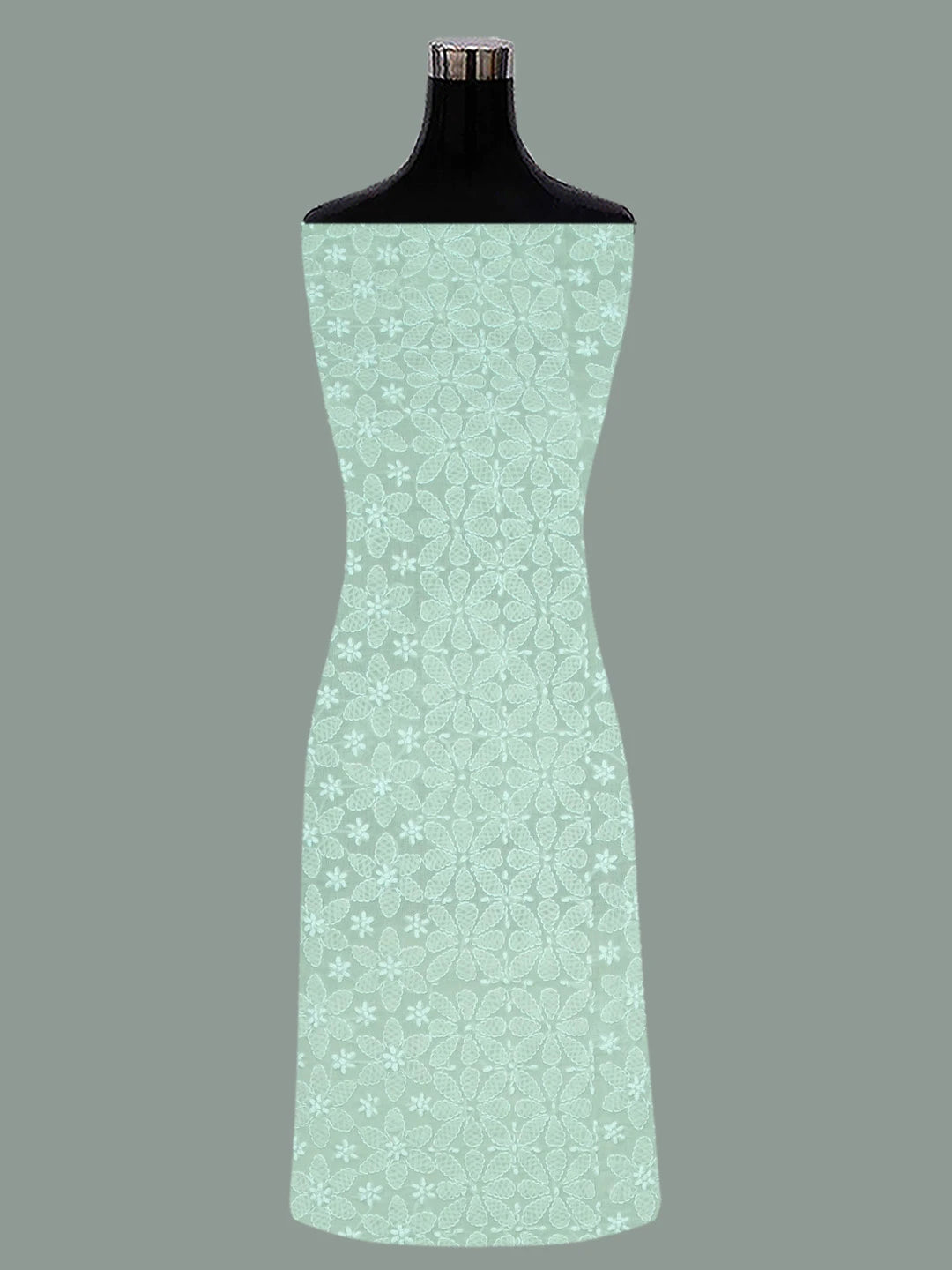 Ada Hand Embroidered Light Green Cotton Lucknowi Chikankari Unstitched Suit Piece 01A670253