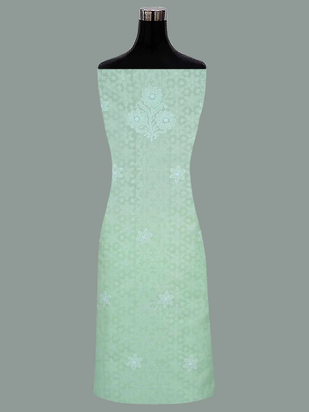 Ada Hand Embroidered Light Green Cotton Lucknowi Chikankari Unstitched Suit Piece 01A670253