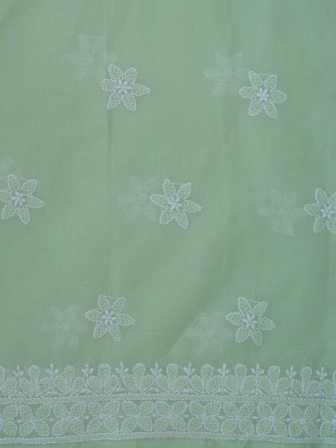 Ada Hand Embroidered Light Green Cotton Lucknowi Chikankari Unstitched Suit Piece 01A670253