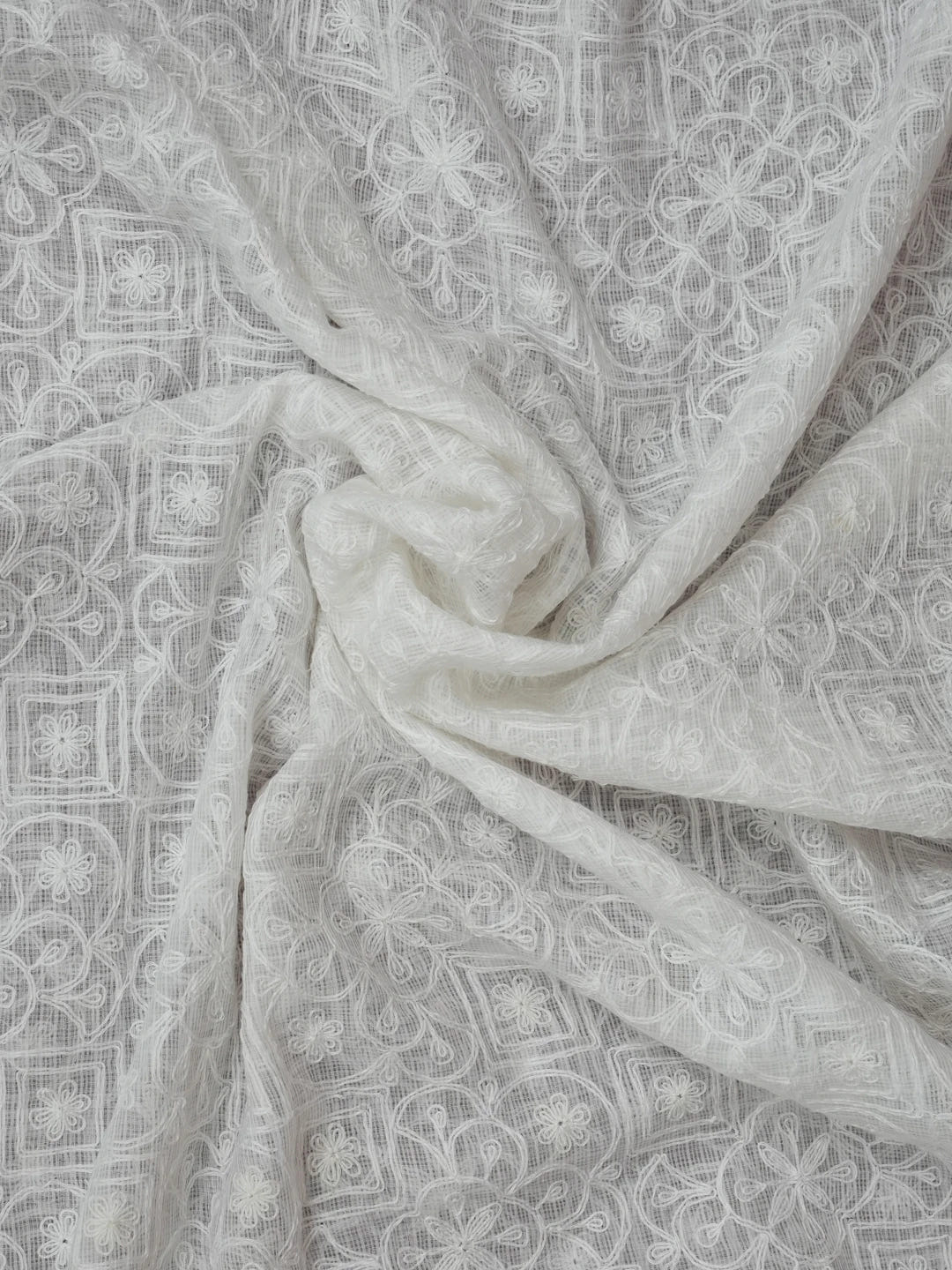 Ada Hand Embroidered White Kota Lucknowi Chikankari Dupatta 01A650875