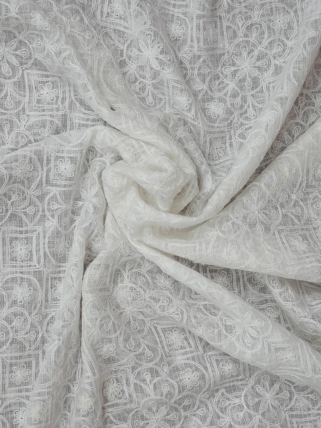Ada Hand Embroidered White Kota Lucknowi Chikankari Dupatta 01A650875