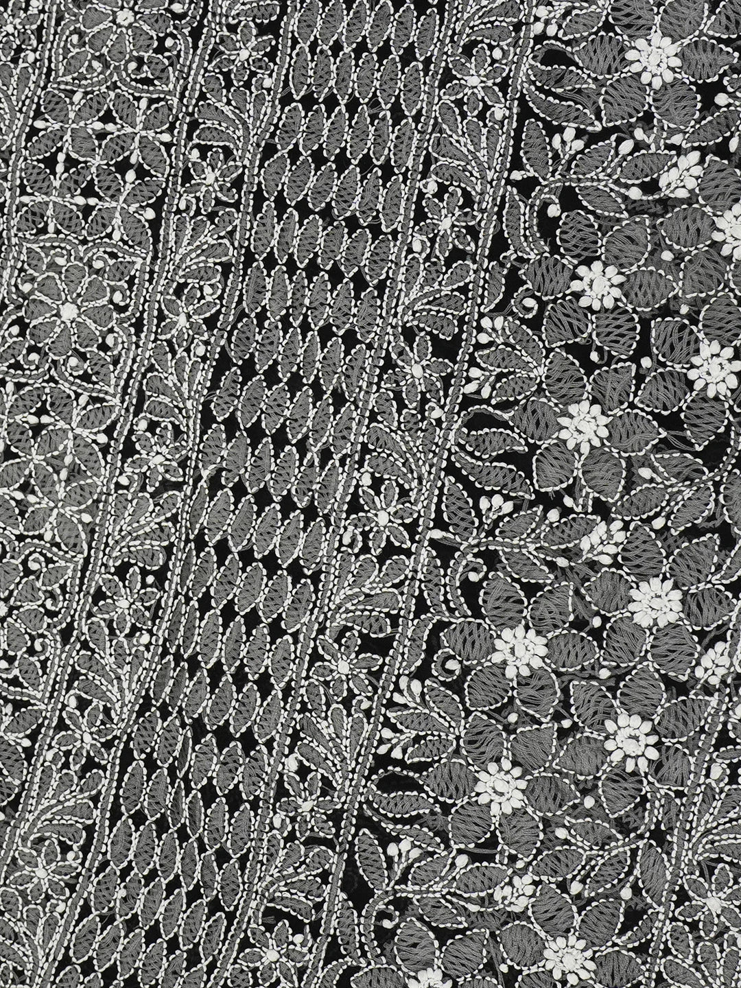 Ada Hand Embroidered Black Faux Georgette Lucknowi Chikankari Saree With Blouse 01A665743