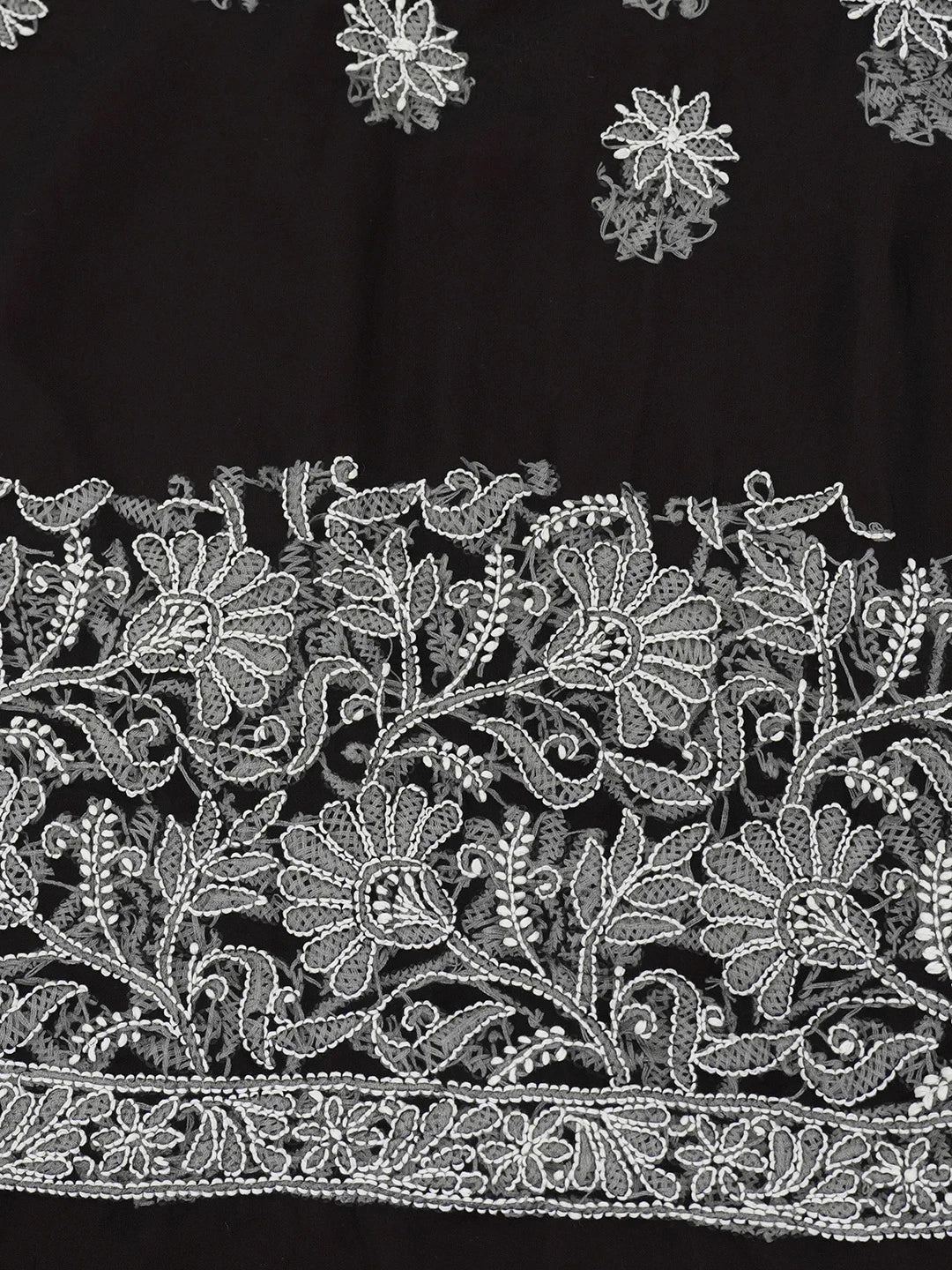 Ada Hand Embroidered Black Faux Georgette Lucknowi Chikankari Saree With Blouse 01A665743