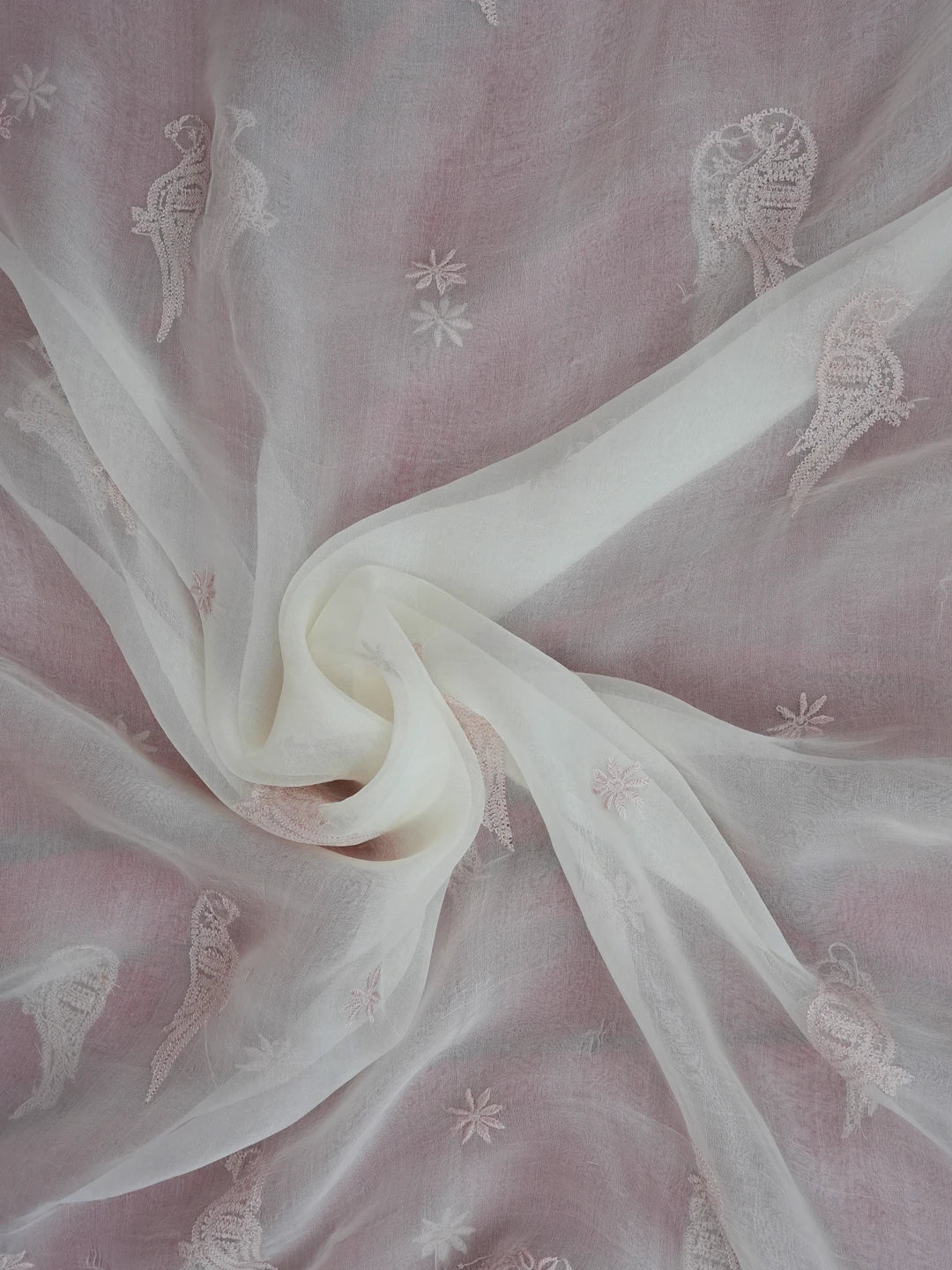 Ada Hand Embroidered White Organza Lucknowi Chikankari Dupatta 01A559670