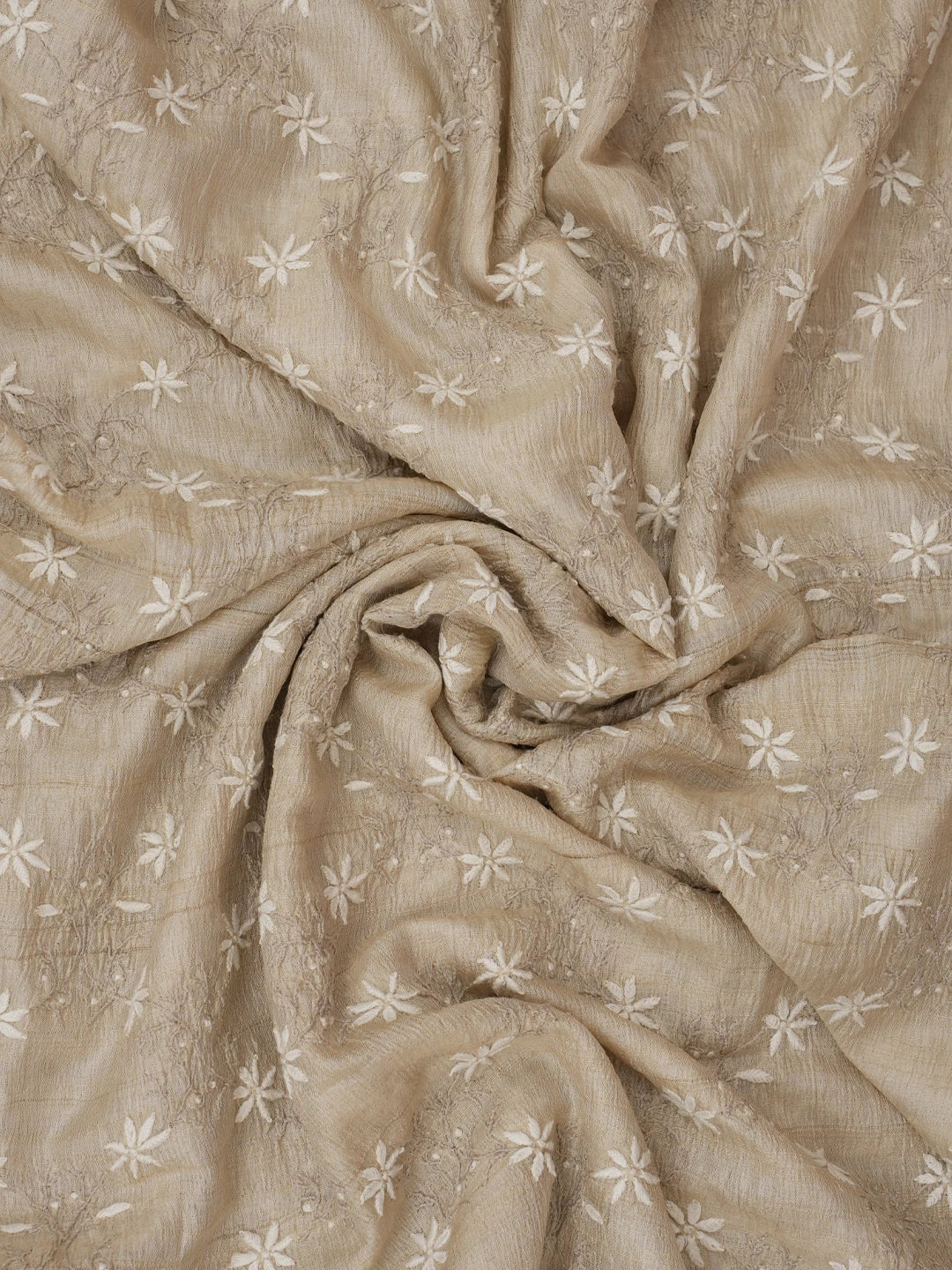 Ada Hand Embroidered Fawn Silk Lucknowi Chikankari Dupatta 01A682656