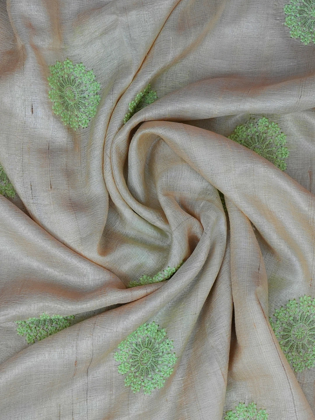 Ada Hand Embroidered Fawn Tussar Silk Lucknowi Chikankari Dupatta 01A650674