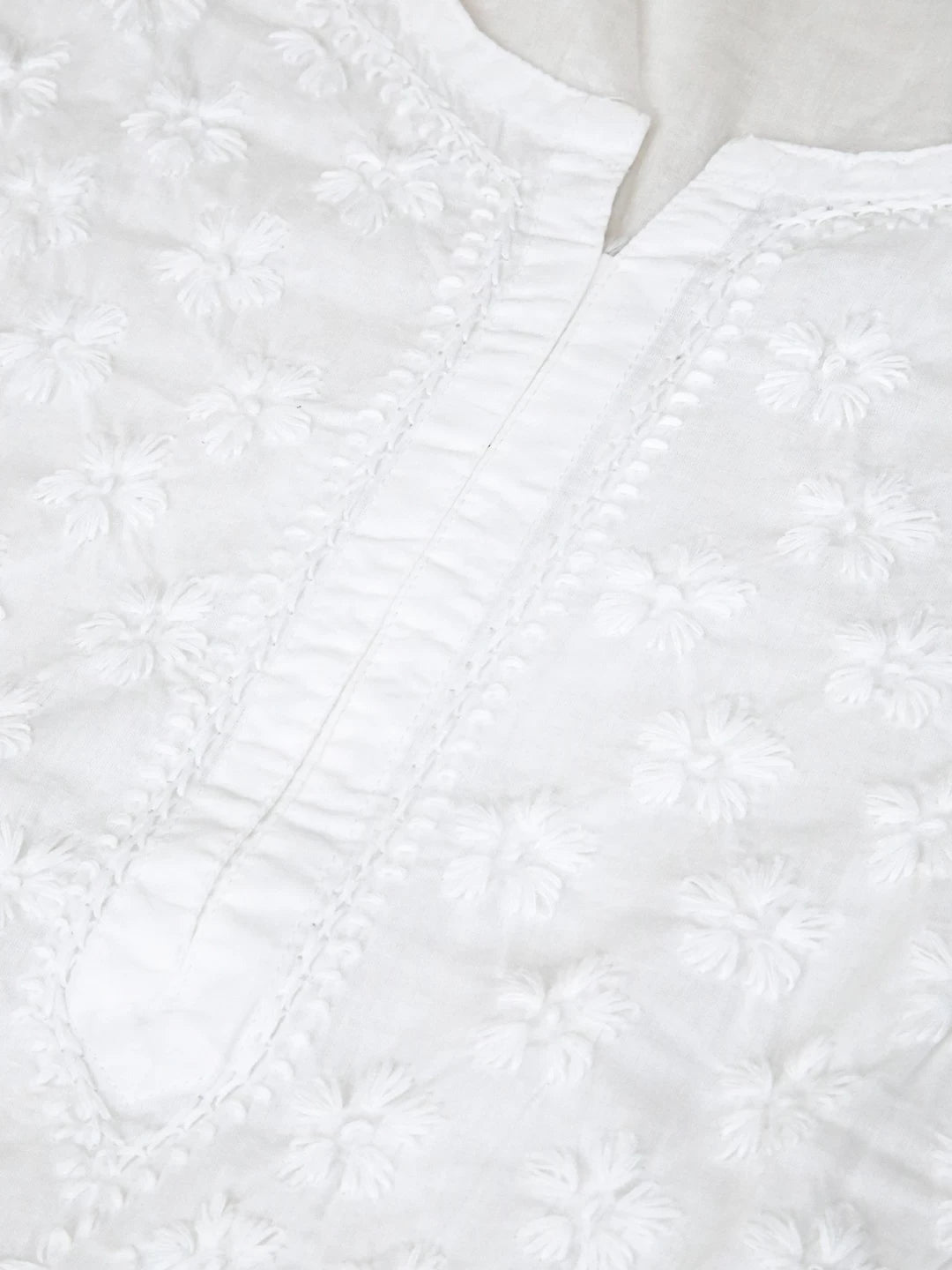 Ada Hand Embroidered White Cotton Lucknowi Chikankari Straight Kurta A411475