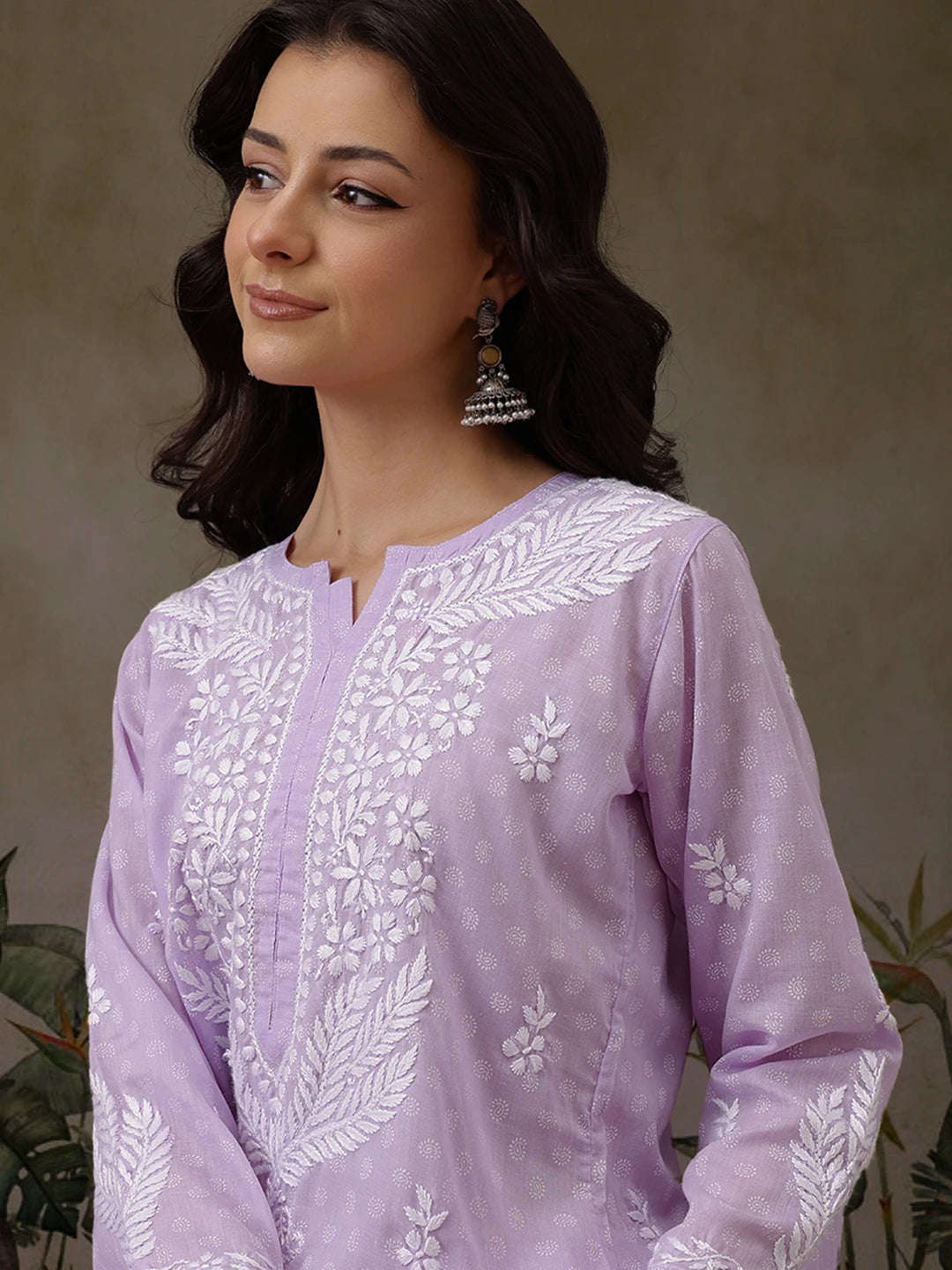 Ada Hand Embroidered Lavender Cotton Lucknowi Chikankari Co-Ord Set A811301