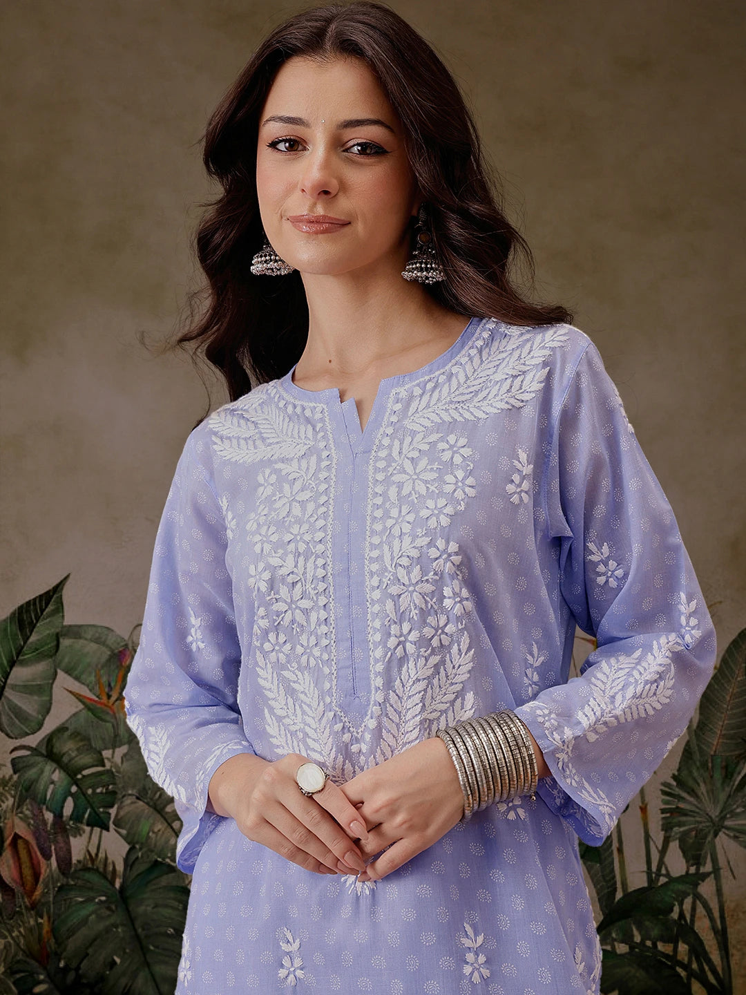Ada Hand Embroidered Mauve Cotton Lucknowi Chikankari Co-Ord Set A811298