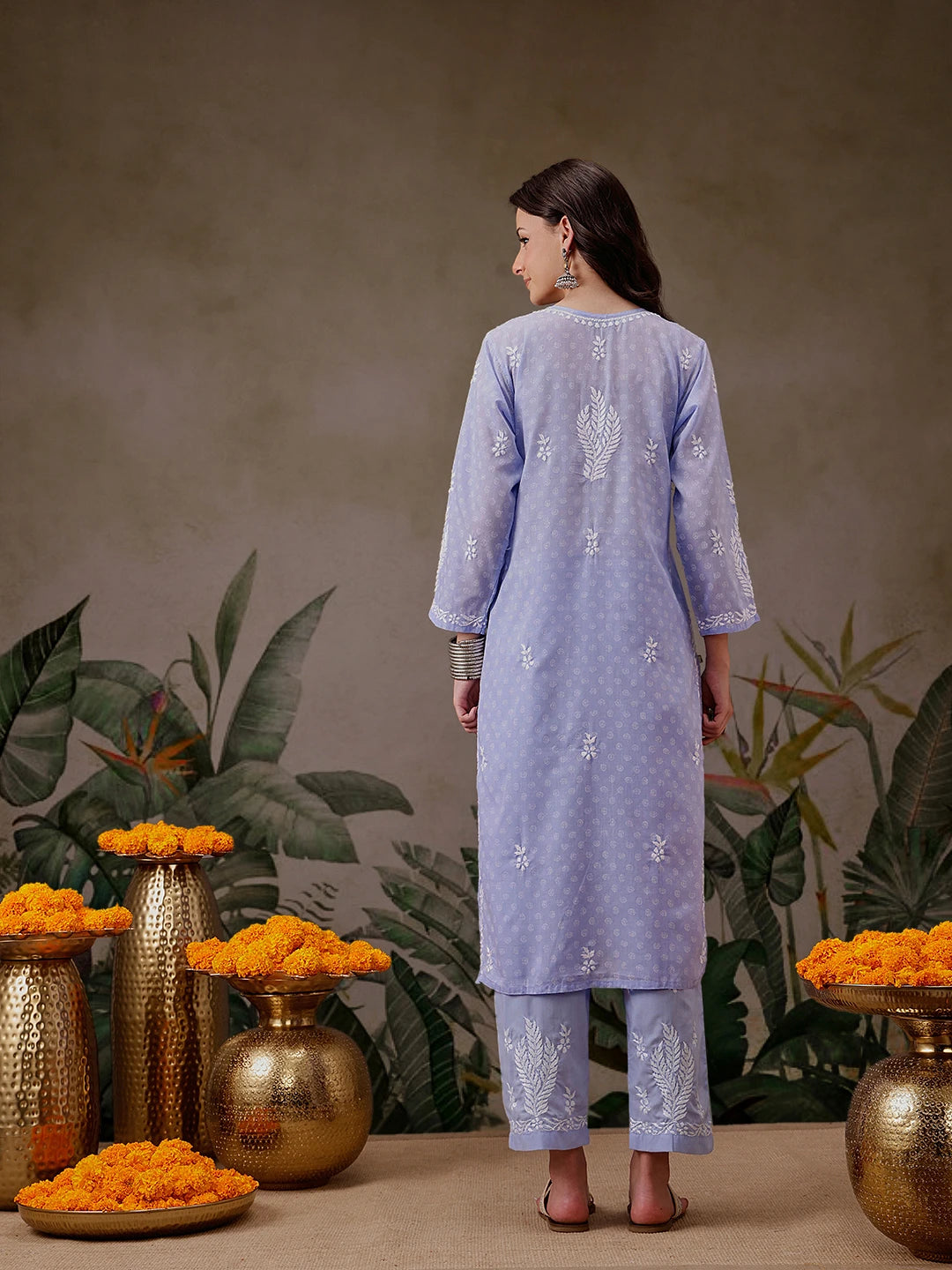 Ada Hand Embroidered Mauve Cotton Lucknowi Chikankari Co-Ord Set A811298
