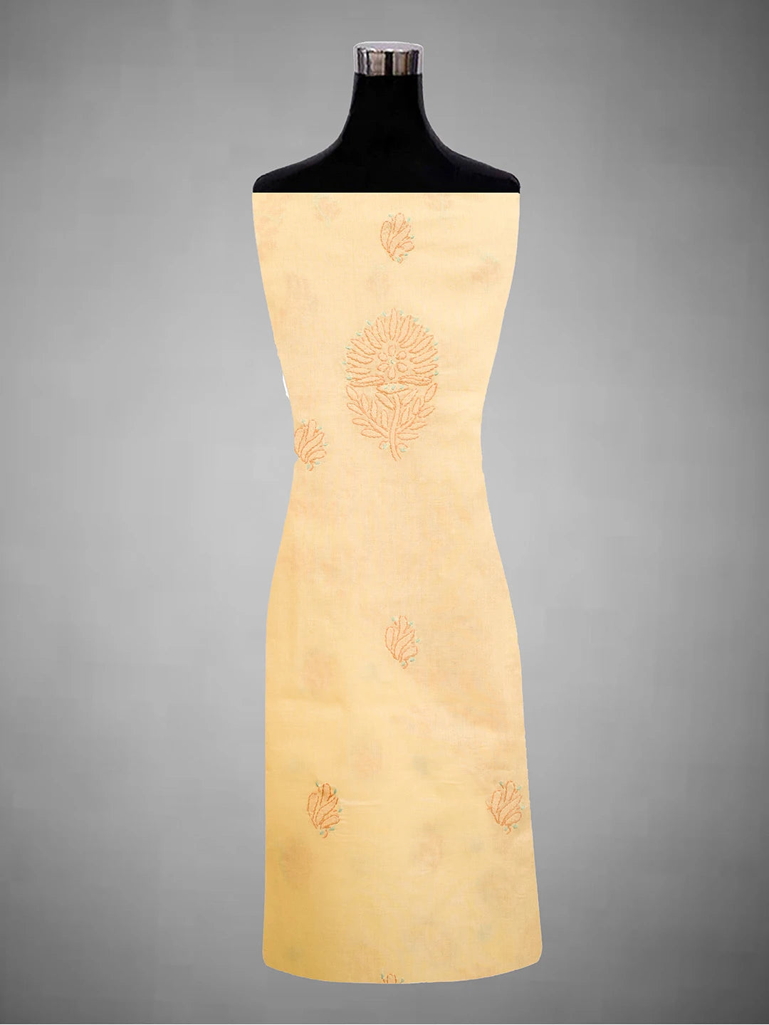 Ada Hand Embroidered Fawn Cotton Lucknowi Chikankari Unstitched Suit Piece 01A690746
