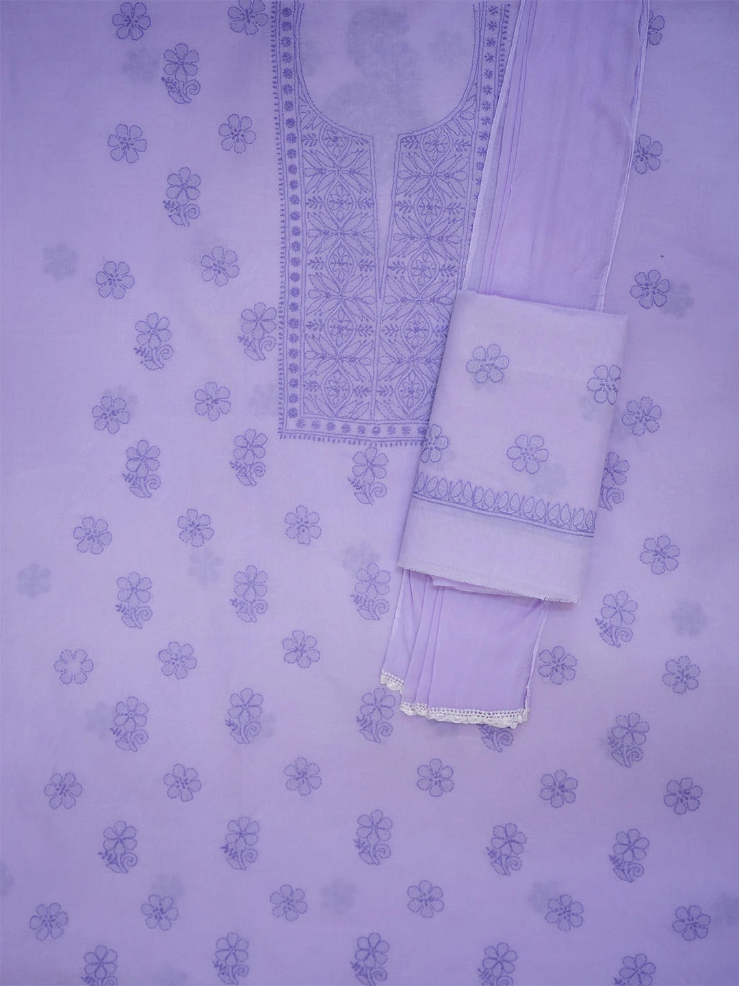 Ada Hand Embroidered Mauve Cotton Lucknowi Chikankari Unstitched Suit Piece 01A690660