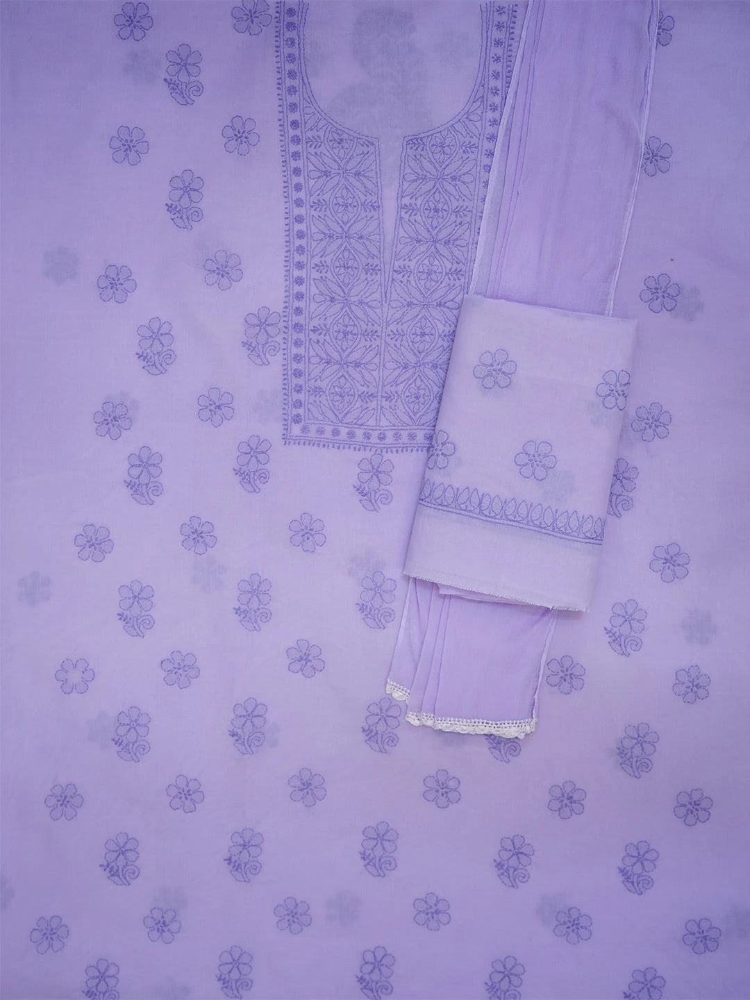 Ada Hand Embroidered Mauve Cotton Lucknowi Chikankari Unstitched Suit Piece 01A690660