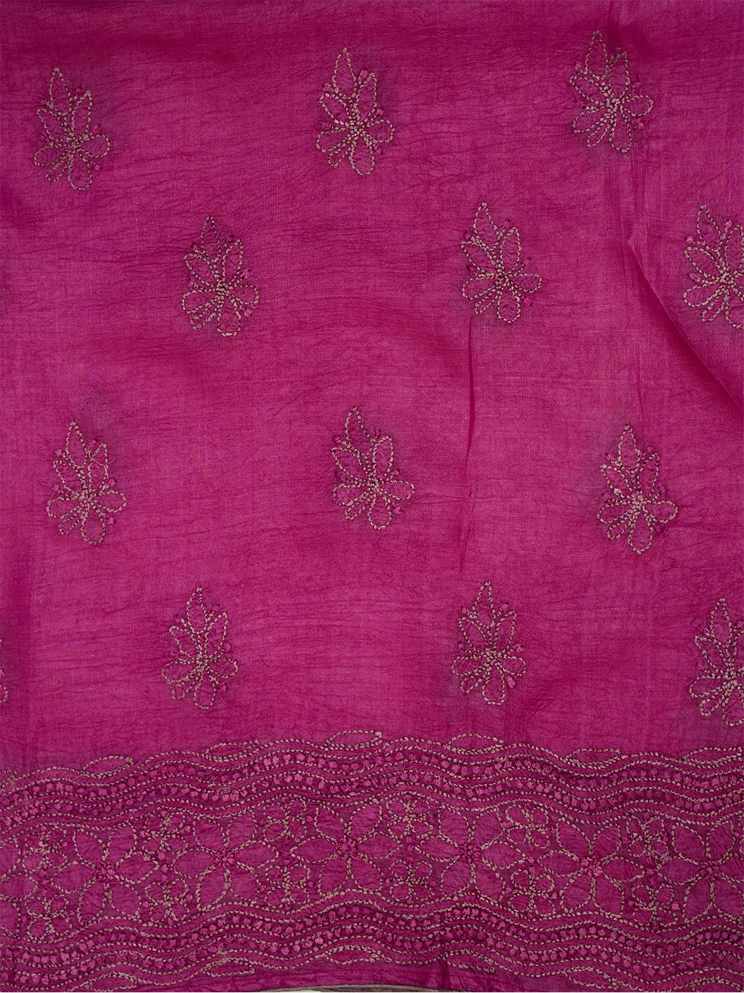 Ada Hand Embroidered Magenta Silk Lucknowi Chikankari Unstitched Suit Piece 01A691884