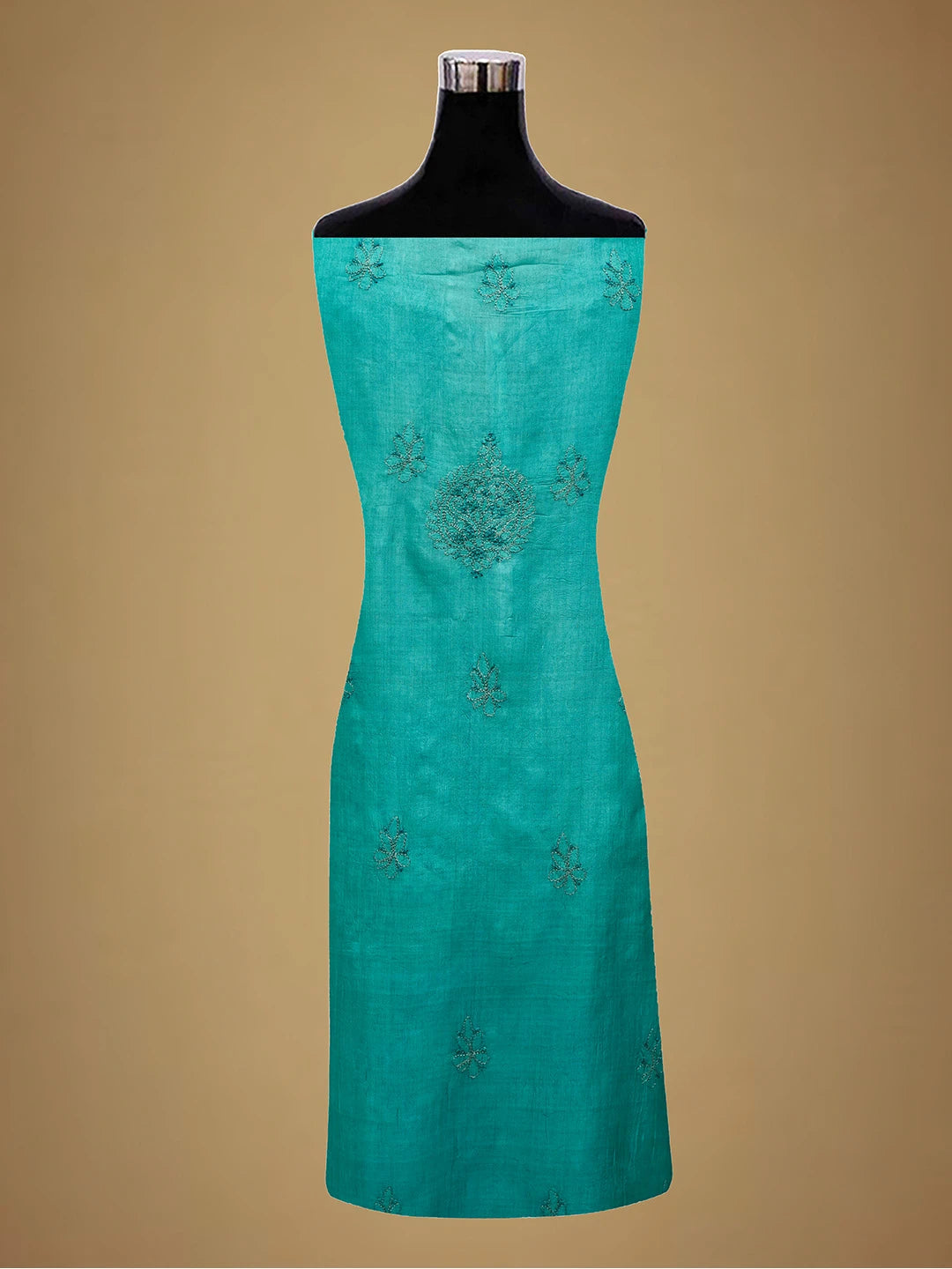 Ada Hand Embroidered Blue Silk Lucknowi Chikankari Unstitched Suit Piece 01A691899