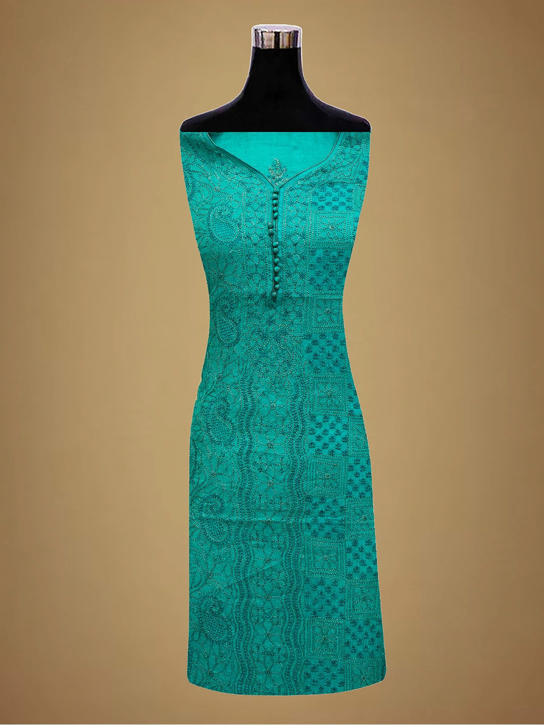 Ada Hand Embroidered Blue Silk Lucknowi Chikankari Unstitched Suit Piece 01A691899