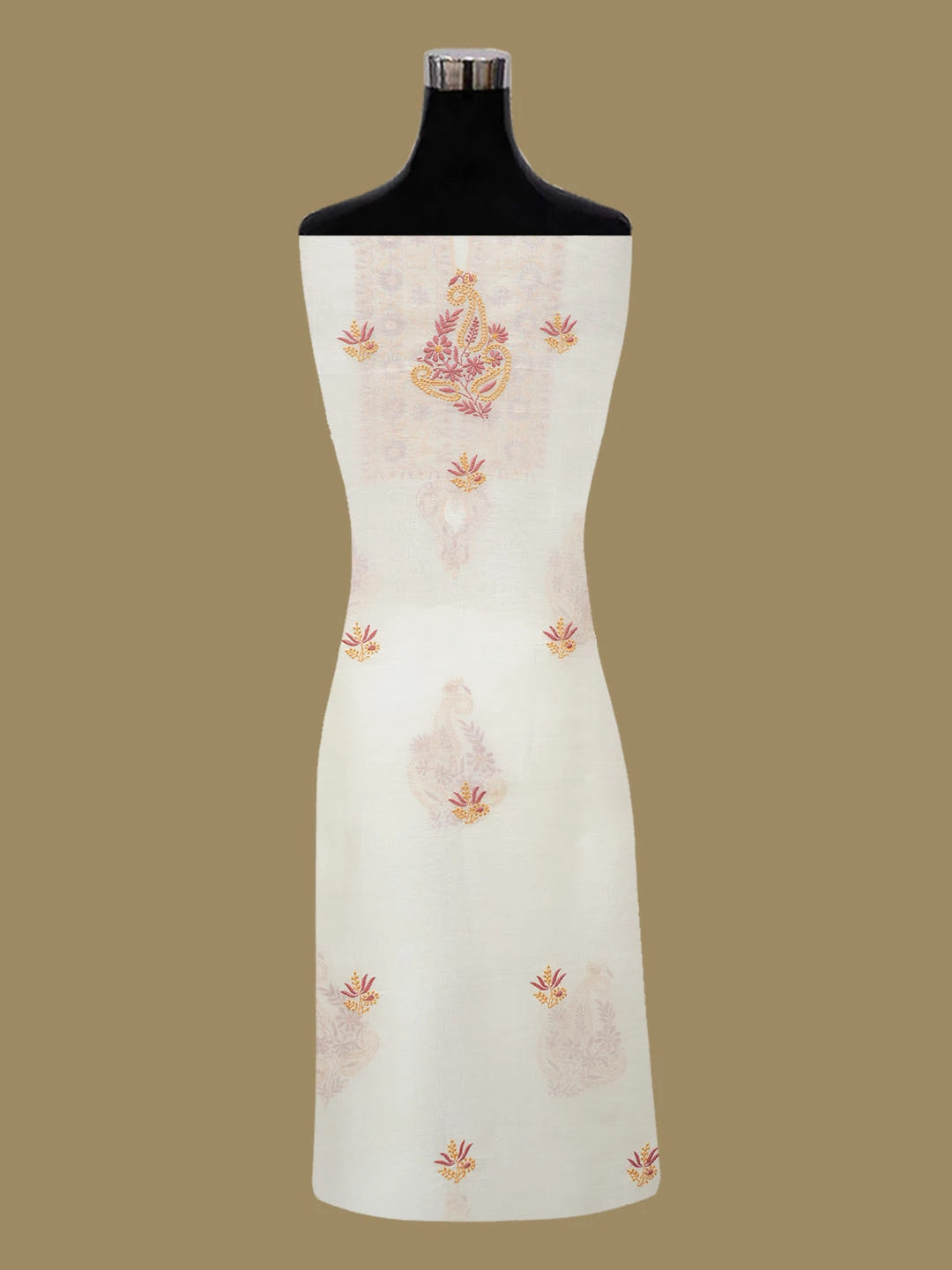 Ada Hand Embroidered Off White Organza Lucknowi Chikankari Unstitched Kurta Dupatta Set 01A681930