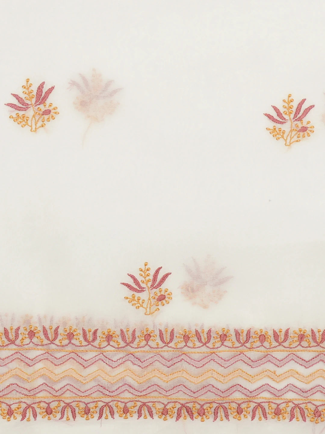 Ada Hand Embroidered Off White Organza Lucknowi Chikankari Unstitched Kurta Dupatta Set 01A681930