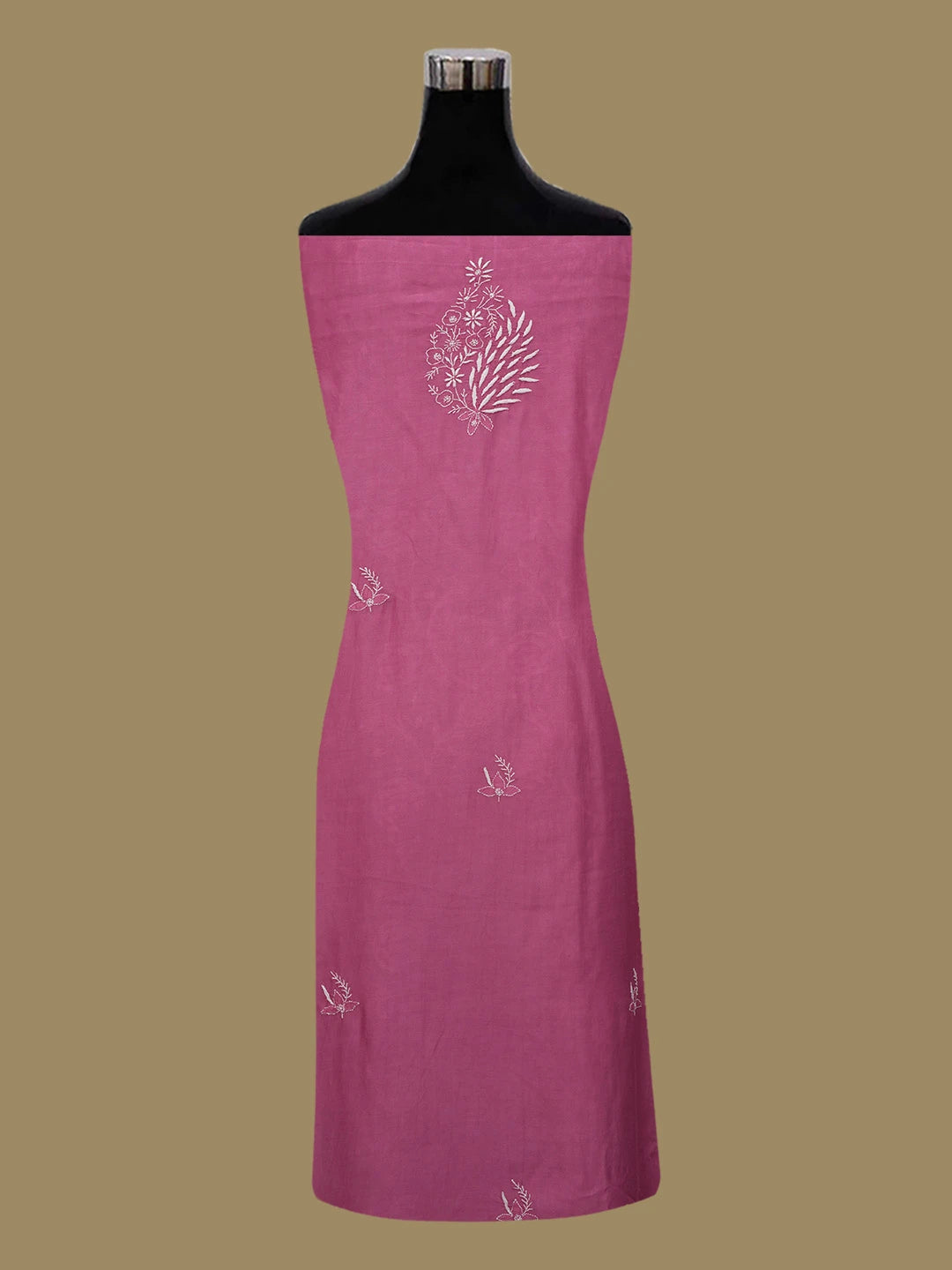 Ada Hand Embroidered Pink Muslin Lucknowi Chikankari Unstitched Kurta Dupatta Set 01A643190