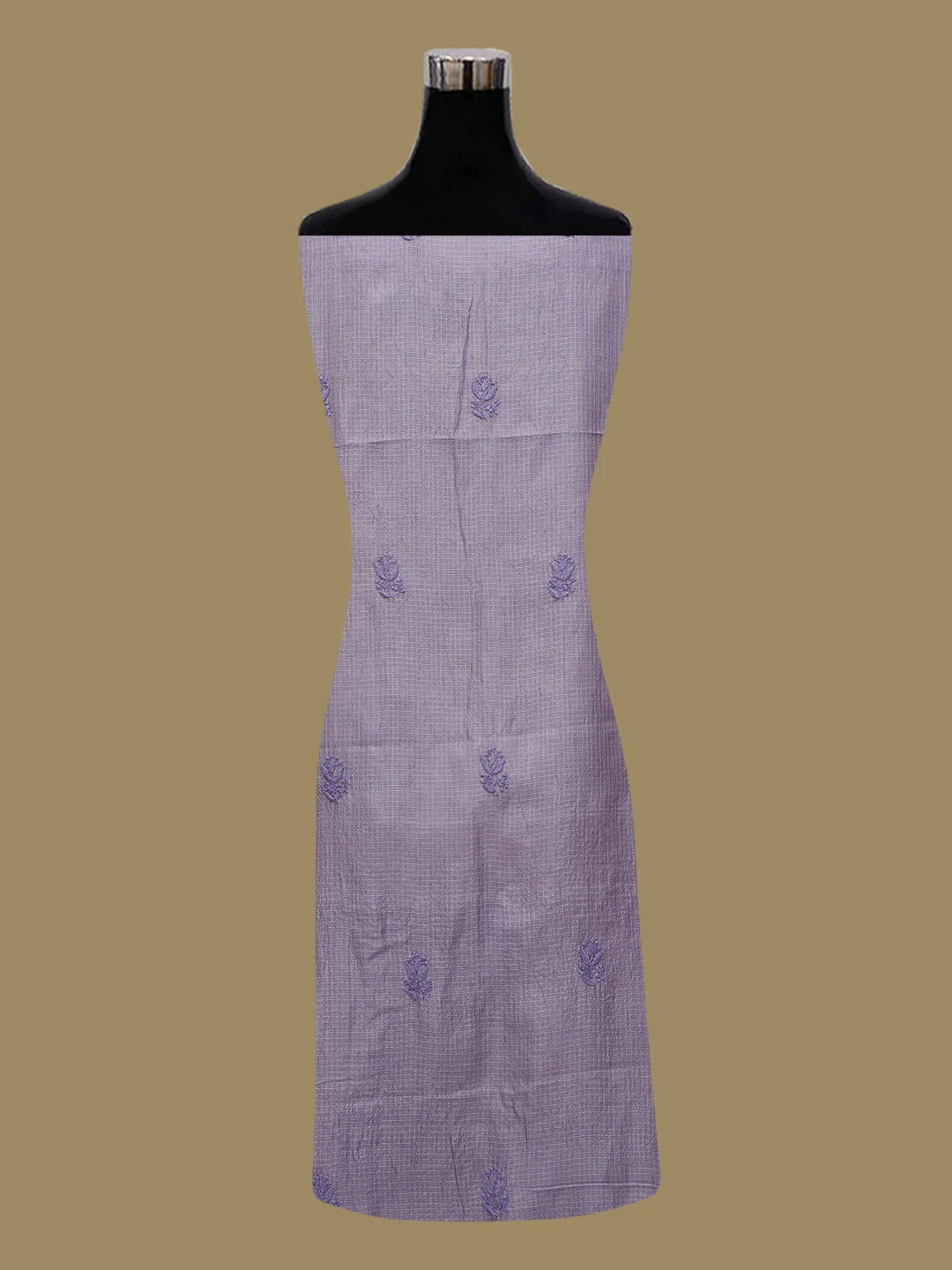 Ada Hand Embroidere Mauve Kota Silk Lucknowi Chikankari Unstitched Kurta Dupatta Set 01A664933