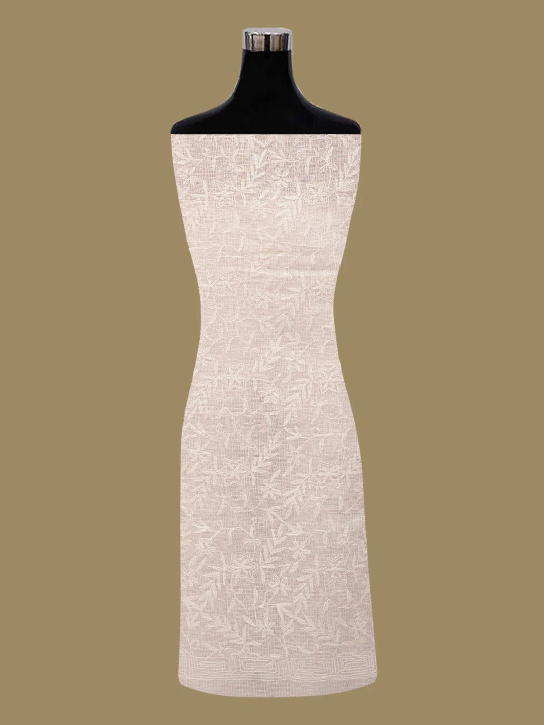 Ada Hand Embroidere Pink Kota Lucknowi Chikankari Unstitched Kurta Dupatta Set 01A458759