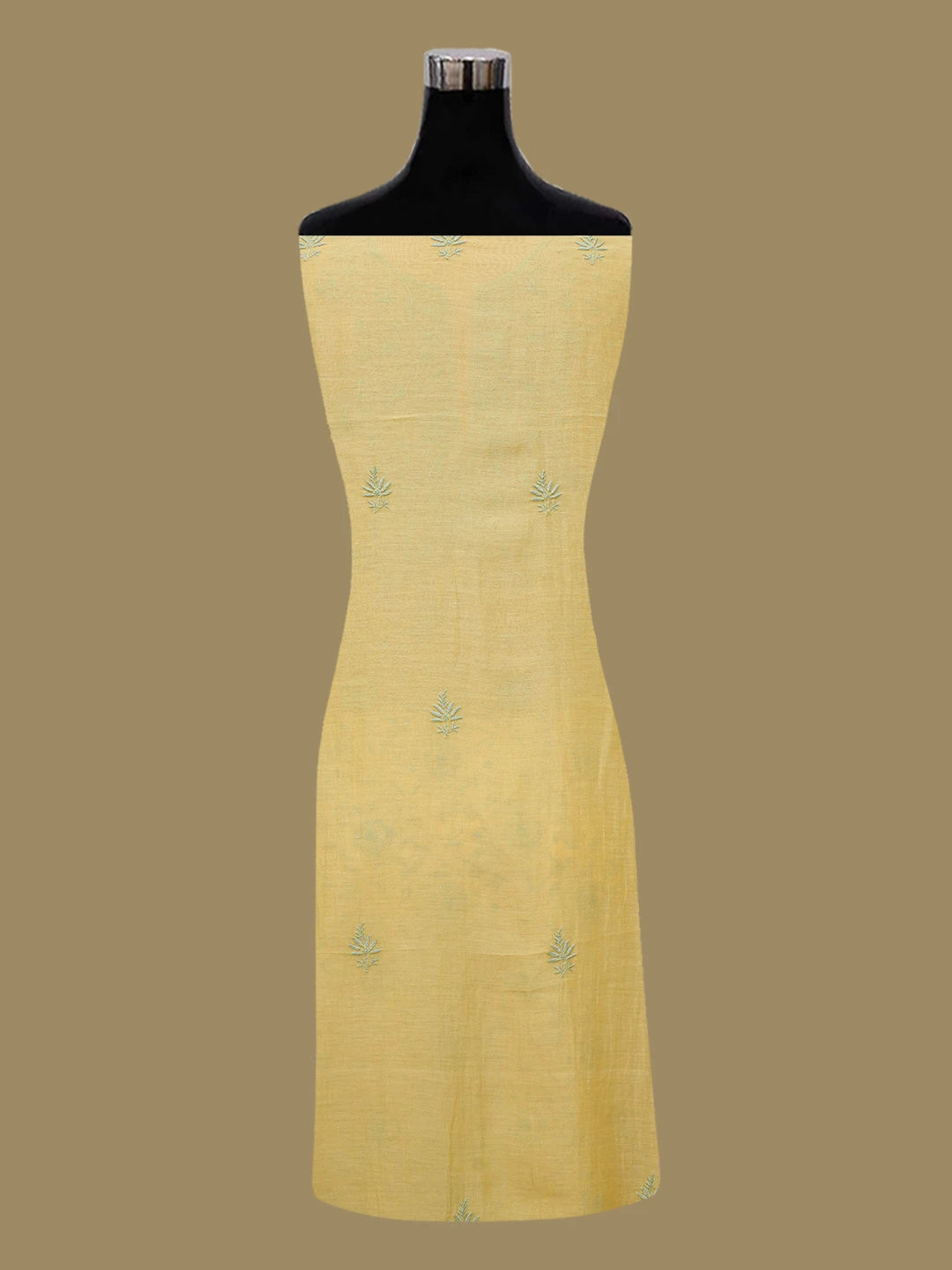 Ada Hand Embroidered Yellow Chanderi Lucknowi Chikankari Unstitched Kurta Dupatta Set 01A685718