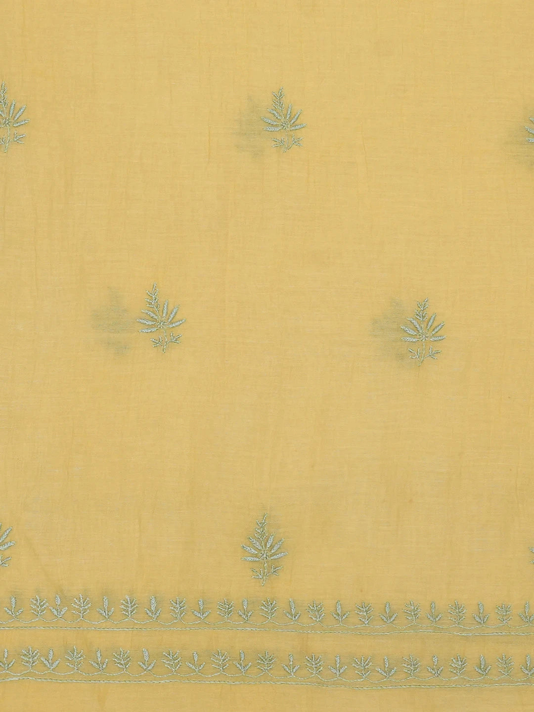Ada Hand Embroidered Yellow Chanderi Lucknowi Chikankari Unstitched Kurta Dupatta Set 01A685718