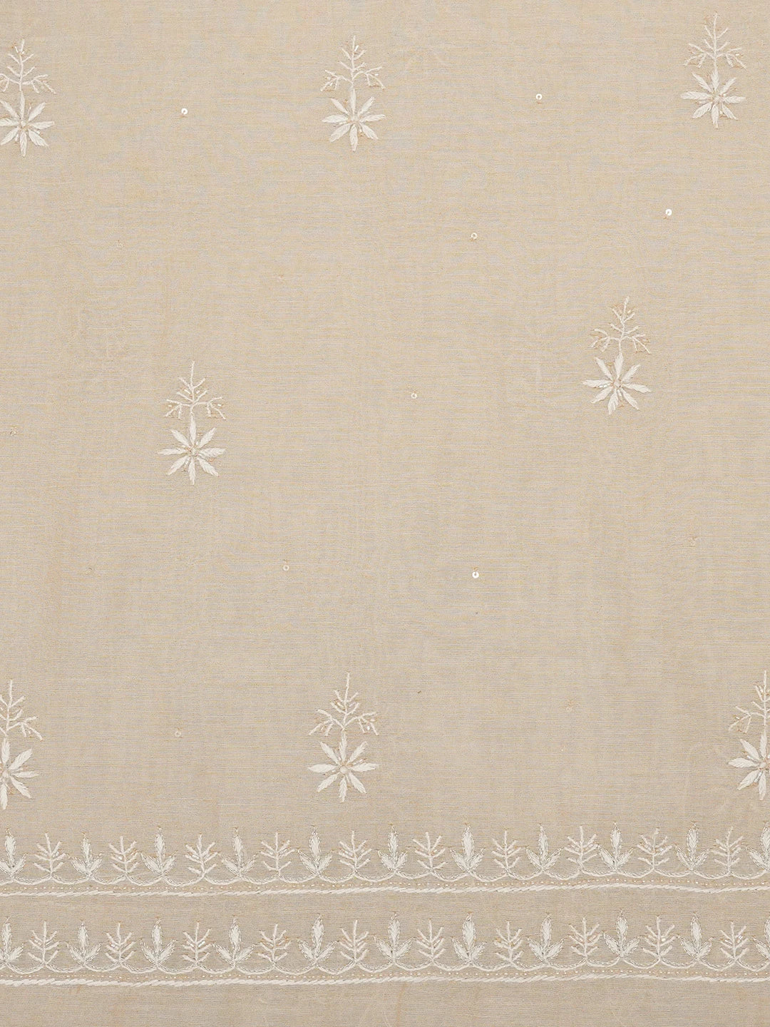 Ada Hand Embroidered Fawn Tissue Lucknowi Chikankari Unstitched Kurta Dupatta Set With Zari Work 01A630049