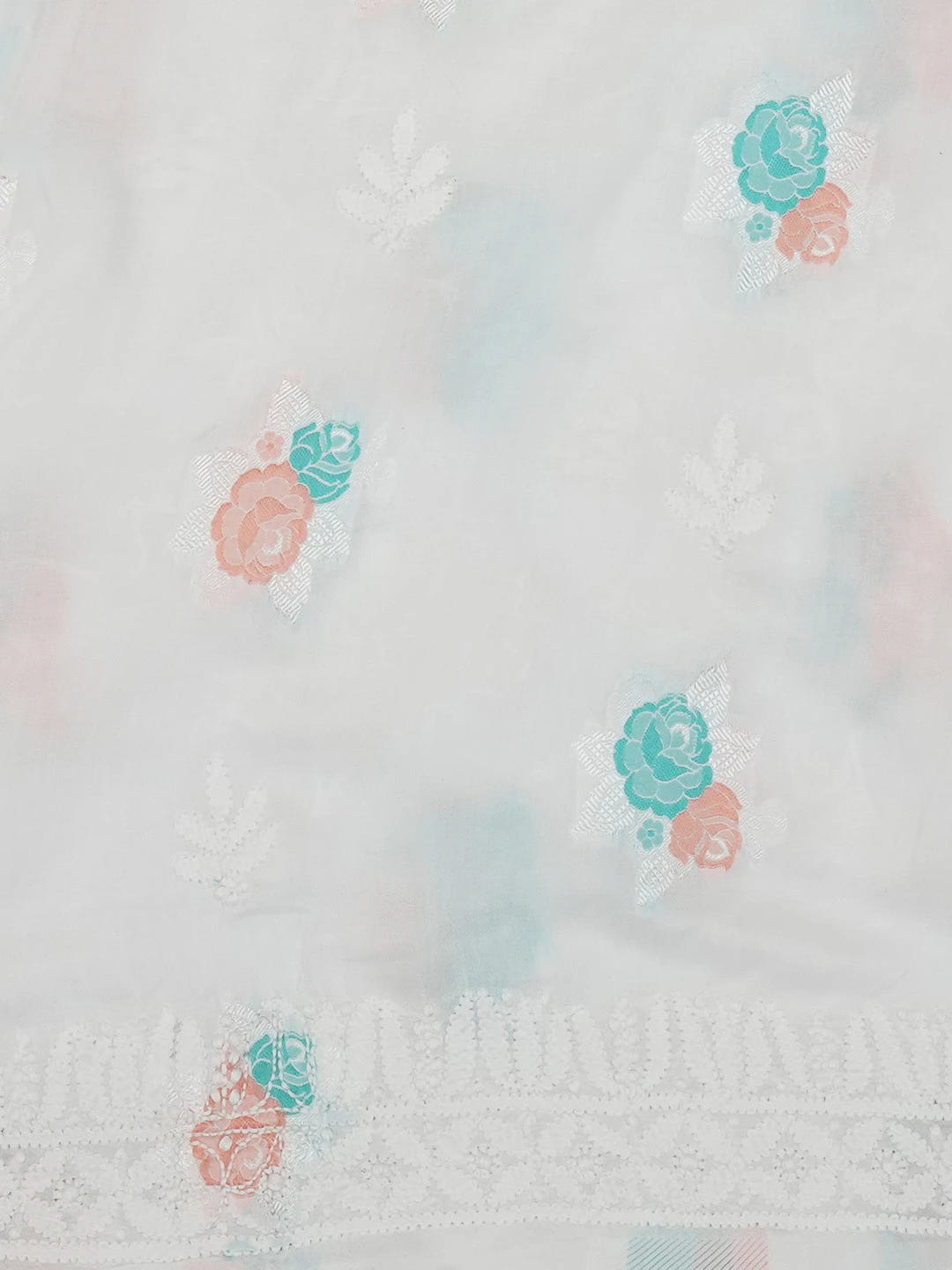 Ada Hand Embroidered White Muslin Lucknowi Chikankari Unstitched Suit Piece 01A367067