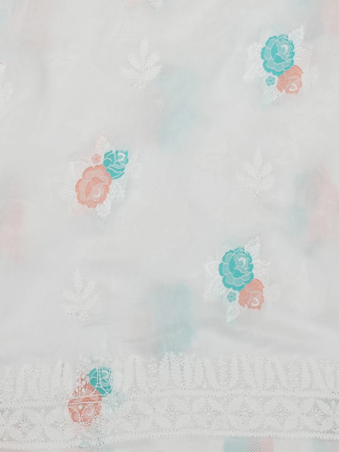 Ada Hand Embroidered White Muslin Lucknowi Chikankari Unstitched Suit Piece 01A367067