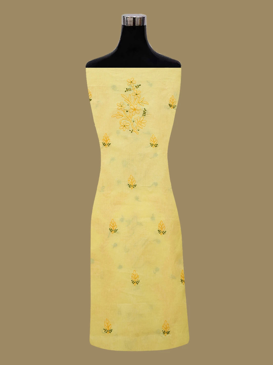Ada Hand Embroidered Yellow Cotton Lucknowi Chikankari Unstitched Suit Piece 01A690664